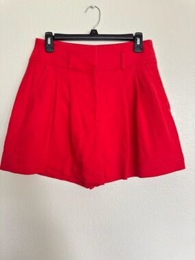 White House Black Market Red High-Waist Pleated Shorts